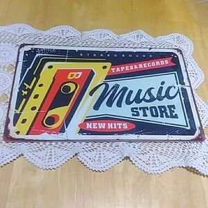 Metal sign with vintage distressed look